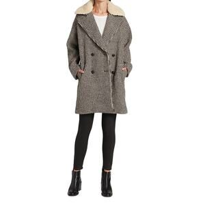 Rag & Bone Mina Houndstooth Brown Plaid Wool Coat XL